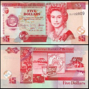BELIZE, 5 DOLLARS 2009 Pick 67d