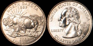 USA, 25 Cents 2006 P, KM 385, North Dakota, stan I