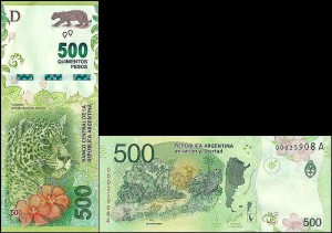 ARGENTYNA, 500 PESOS (2016), Jaguar - kot, Pick 365(1)