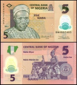 NIGERIA, 5 NAIRA 2011, plastik, Pick 38c