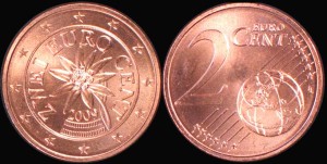 EURO-Austria Kwiat-Szarotka, 2 centy 2009, KM 3083, Stan I
