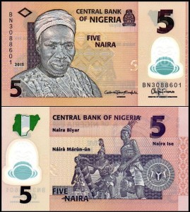 NIGERIA, 5 NAIRA 2015, plastik, Pick 38f
