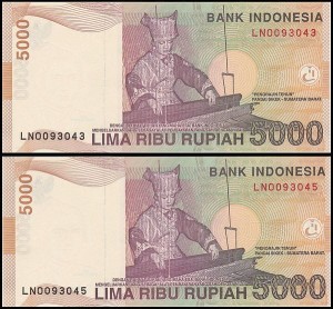 INDONEZJA, 5000 RUPIAH 2001/2002 Pick 142b