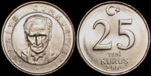 Turcja, 25 Kurus 2005, KM 1167