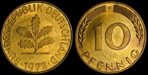Niemcy, 10 Fenigów różne roczniki, KM 108, Stan I