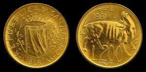 San Marino, 200 Lirów 1981, Krowa - FAO KM 123