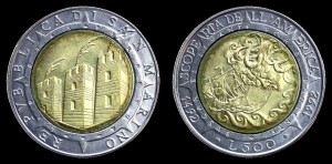 San Marino, 500 Lirów Bimetal 1992 Statek Kolumba, KM 286