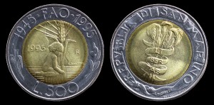 San Marino, 500 Lirów 1995 F.A.O dziecko, KM 330