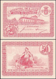 PORTUGALIA - ARCOS DE VALDEVES, 50 CENTAVOS (1917 - 1922), Szpital Św. JÓZEFA
