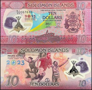 WYSPY SALOMONA, 10 DOLLARS 2023, plastik, 17 Pacific Games, Pick 39
