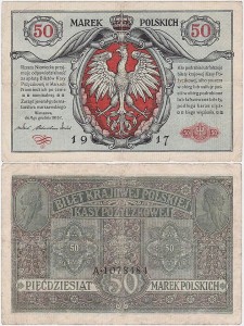 POLSKA, 50 MAREK POLSKICH 9.XII.1916, ser. A, Parch. 54