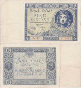 POLSKA, 5 ZŁOTYCH 2.1.1930, Seria EC, Parch. 86b