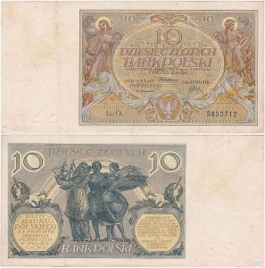POLSKA, 10 ZŁOTYCH 20.7.1929, Seria FA, Parch. 89d