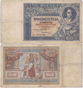 POLSKA, 20 ZŁOTYCH 20.6.1931, Seria AN, Parch. 93a