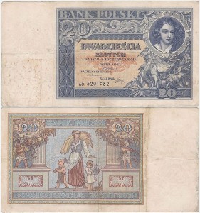 POLSKA, 20 ZŁOTYCH 20.6.1931, Seria AO, Parch. 93a