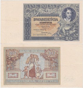 POLSKA, 20 ZŁOTYCH 20.6.1931, Seria DH, Parch. 93c