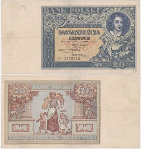 POLSKA, 20 ZŁOTYCH 20.6.1931, Seria DT, Parch. 93c