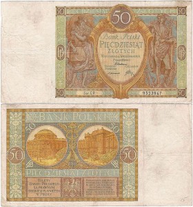 POLSKA, 50 ZŁOTYCH 1.9.1929, Seria CR, Parch. 96c