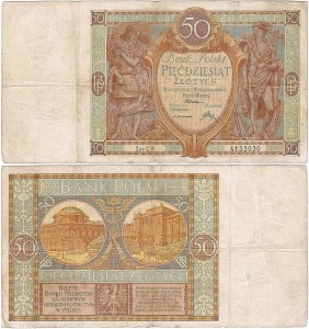 POLSKA, 50 ZŁOTYCH 1.9.1929, Seria CW, Parch. 96c