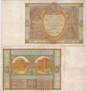 POLSKA, 50 ZŁOTYCH 1.9.1929, Seria DB, Parch. 96c