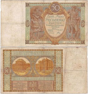 POLSKA, 50 ZŁOTYCH 1.9.1929, Seria DD, Parch. 96c