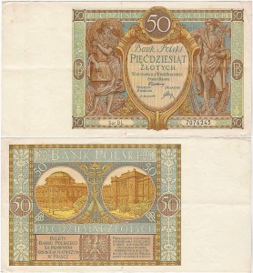 POLSKA, 50 ZŁOTYCH 1.9.1929, Seria DL, Parch. 96c
