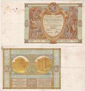 POLSKA, 50 ZŁOTYCH 1.9.1929, Seria DU, Parch. 96c