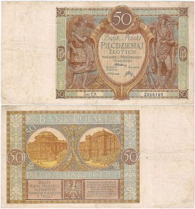 POLSKA, 50 ZŁOTYCH 1.9.1929, Seria EH, Parch. 96c