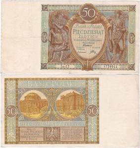 POLSKA, 50 ZŁOTYCH 1.9.1929, Seria ET, Parch. 96c