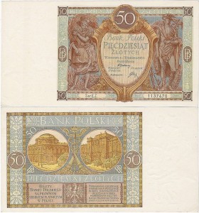 POLSKA, 50 ZŁOTYCH 1.9.1929, Seria EZ, Parch. 96c