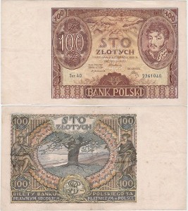 POLSKA, 100 ZŁOTYCH 2.6.1932, Seria AD, Parch. 98a