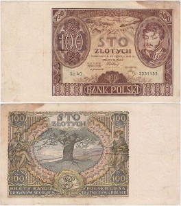 POLSKA, 100 ZŁOTYCH 2.6.1932, Seria AO, Parch. 98a