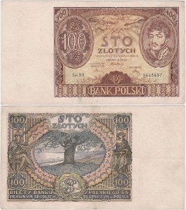 POLSKA, 100 ZŁOTYCH 9.11.1934, seria BB, Parch. 98c