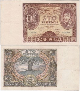 POLSKA, 100 ZŁOTYCH 9.11.1934, seria BE, Parch. 98c