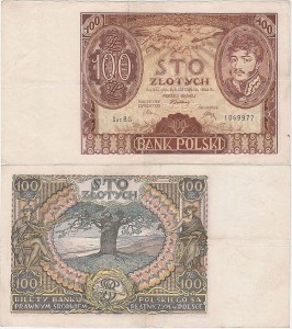 POLSKA, 100 ZŁOTYCH 9.11.1934, seria BG, Parch. 98c