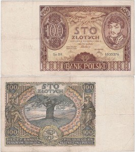 POLSKA, 100 ZŁOTYCH 9.11.1934, seria BH, Parch. 98c