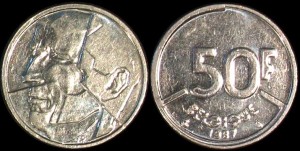 Belgia, 50 Francs różne roczniki, KM 169