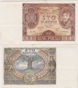 POLSKA, 100 ZŁOTYCH 9.11.1934, seria BO, Parch. 98c