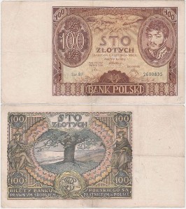 POLSKA, 100 ZŁOTYCH 9.11.1934, seria BP, Parch. 98c