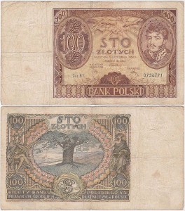 POLSKA, 100 ZŁOTYCH 9.11.1934, seria BY, Parch. 98c