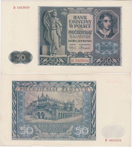 POLSKA, GENERALNA GUBERNIA 50 ZŁOTYCH 1.8.1941, seria D, Parch. 152