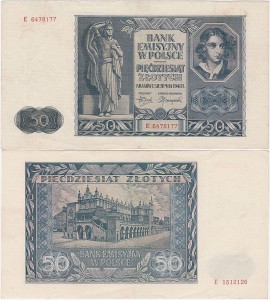 POLSKA, GENERALNA GUBERNIA 50 ZŁOTYCH 1.8.1941, seria E, Parch. 152