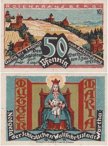 BARDO ŚLĄSKIE - WARTHA	50 FENIGÓW	5.VII.1921	Madonna / Góra Różańcowa / Kalwaria