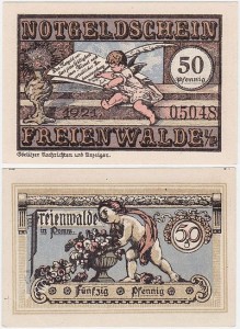 CHOCIWEL - FREIENWALDE 50 FENIGÓW 1921, Amorek / Amorek, numer czarny, 5 cyfr