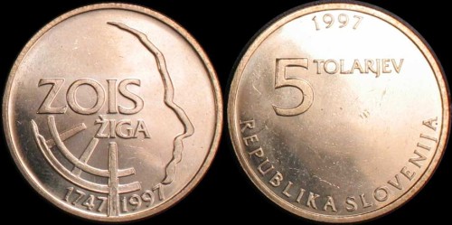 słowenia 5 tolarjev 1997 zois.jpg