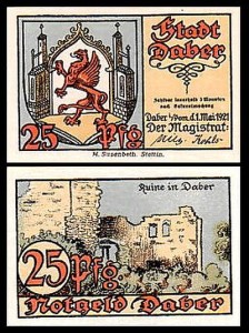 DOBRA - DABER 25 FENIGÓW 1.V.1921 Ruiny Zamku
