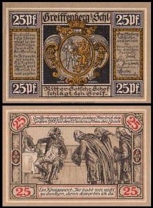 GRYFÓW ŚLĄSKI - GREIFFENBERG 25 FENIGÓW 19.IV.1920 Fryderyk i rajcy Miejscy