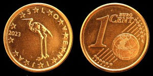 Euro-Słowenia, 1 cent 2023 Bocian, KM 68