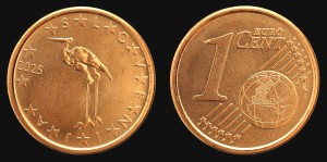 Euro-Słowenia, 1 cent 2025 Bocian, KM 68