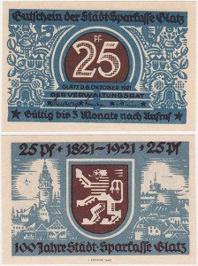 KŁODZKO - GLATZ 25 FENIGÓW	6.X.1921, Lew